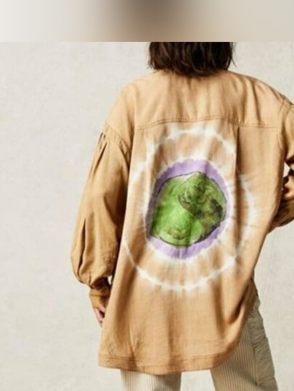 We The Free Boho Oversized Tie Dye Buttondown Linen Blend Shirt